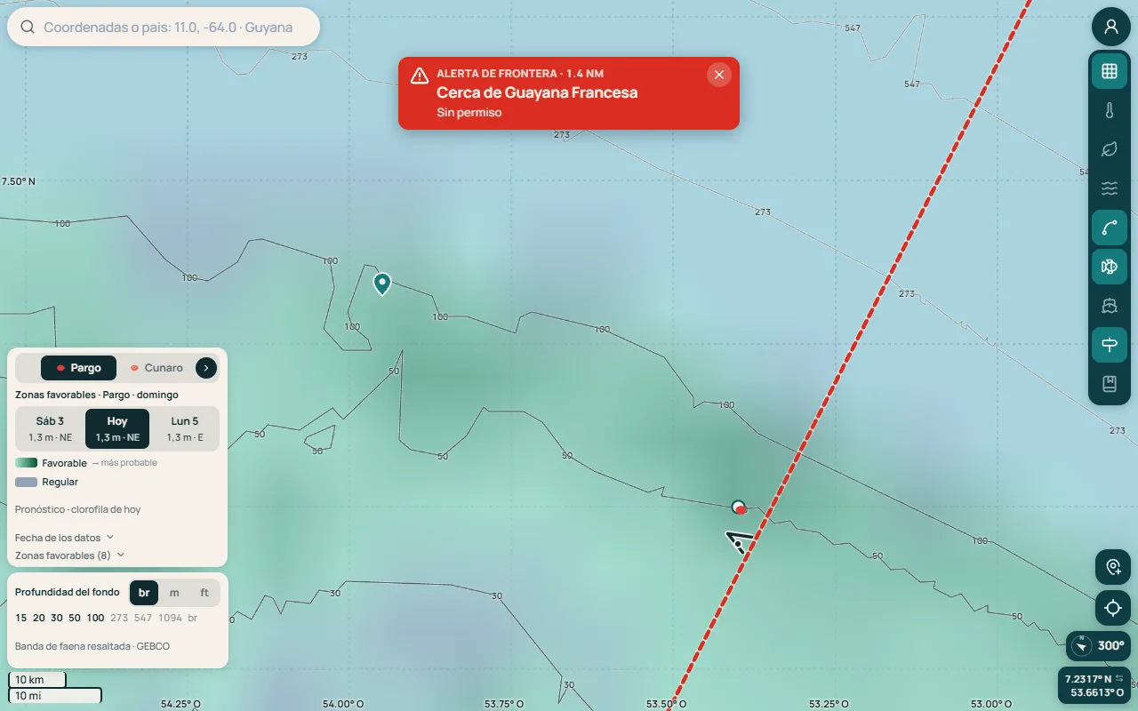 Aviso rojo: cerca de Guayana Francesa, sin permiso
